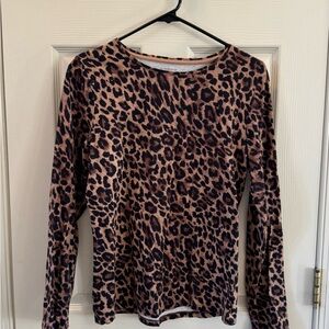 Talbots Animal Print Long Sleeve Top